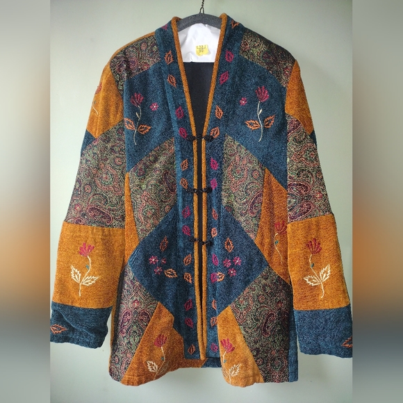 Beautiful Easy Chic Fall Pattern Patchwork Coat - Picture 1 of 8